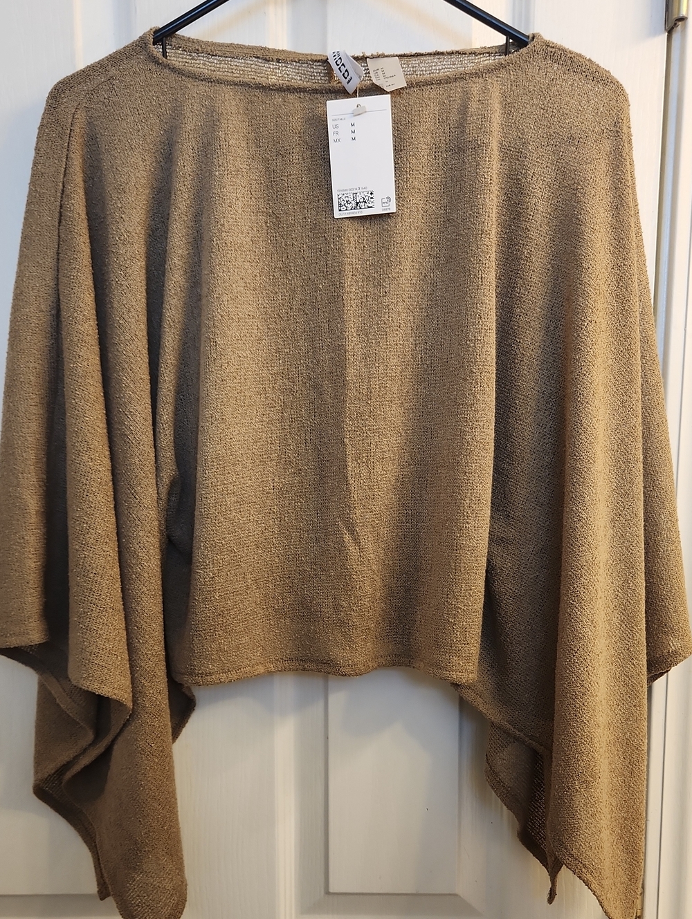 Divided Taupe Knit Poncho Top